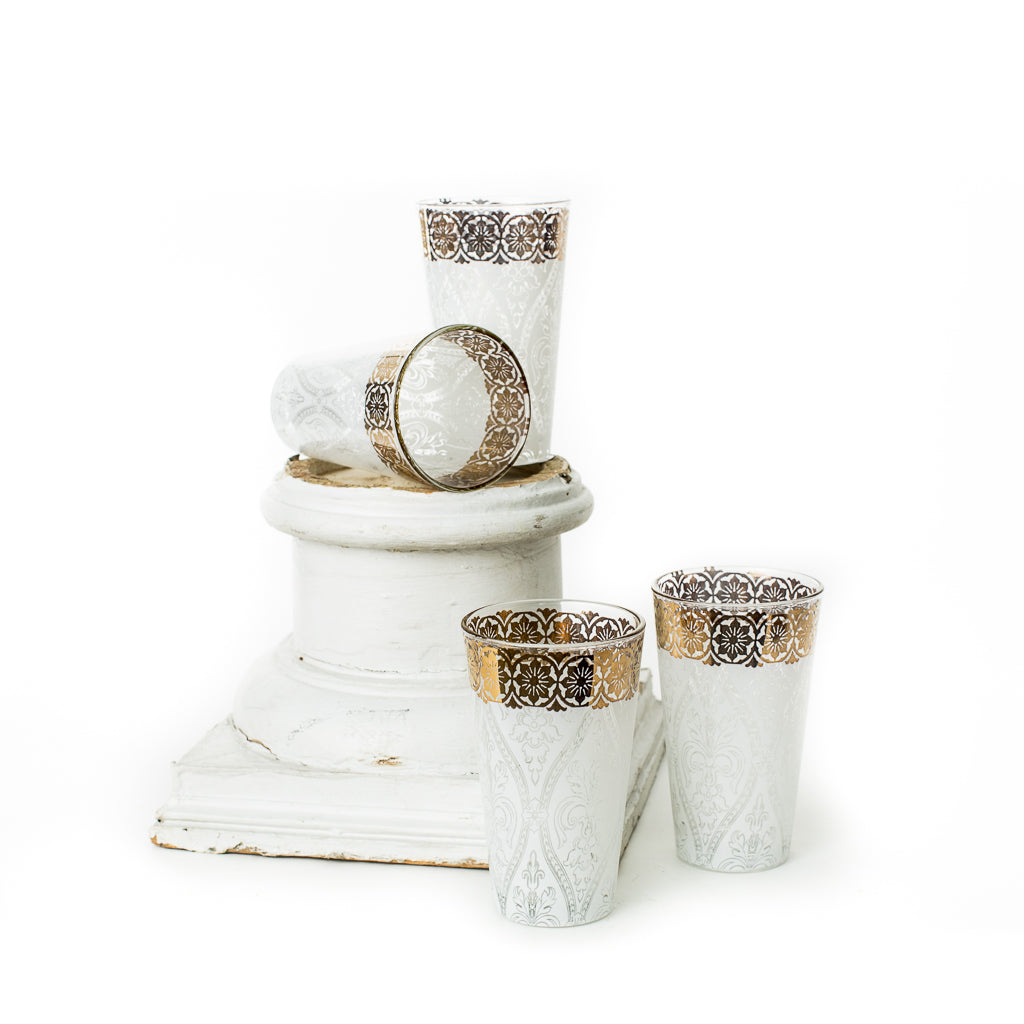 Tall White Gem Glass - Thumbnail 4